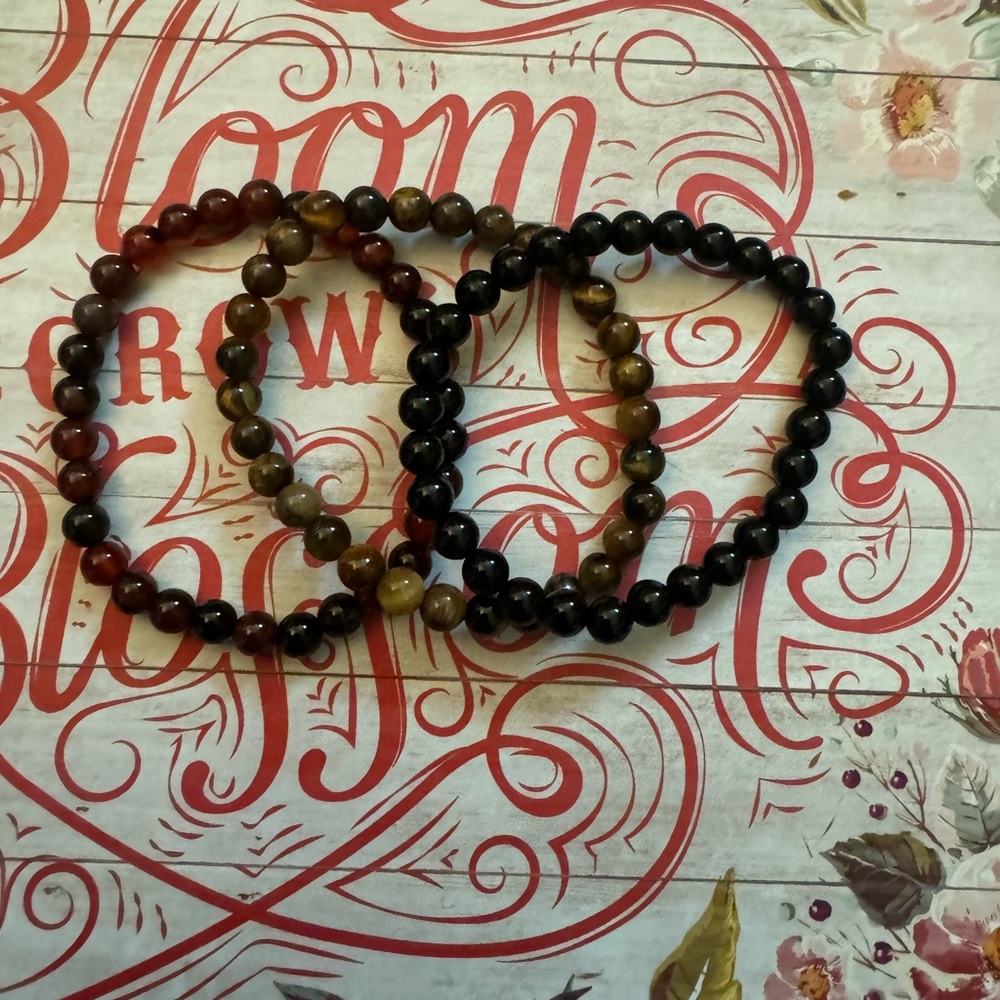 Small 6mm stone agate/ obsidian / tiger eye